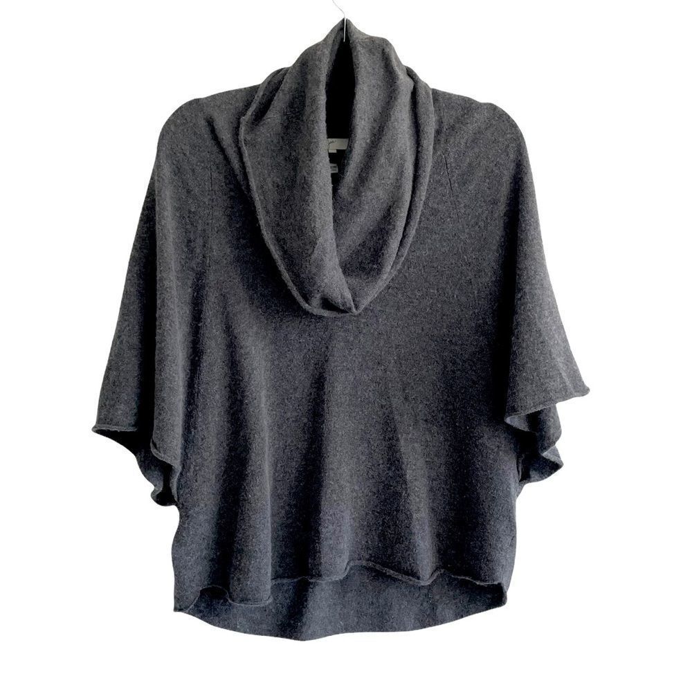 JOIE Wool Cashmere Oversized Cowl Neck Poncho Sweater Grey XS